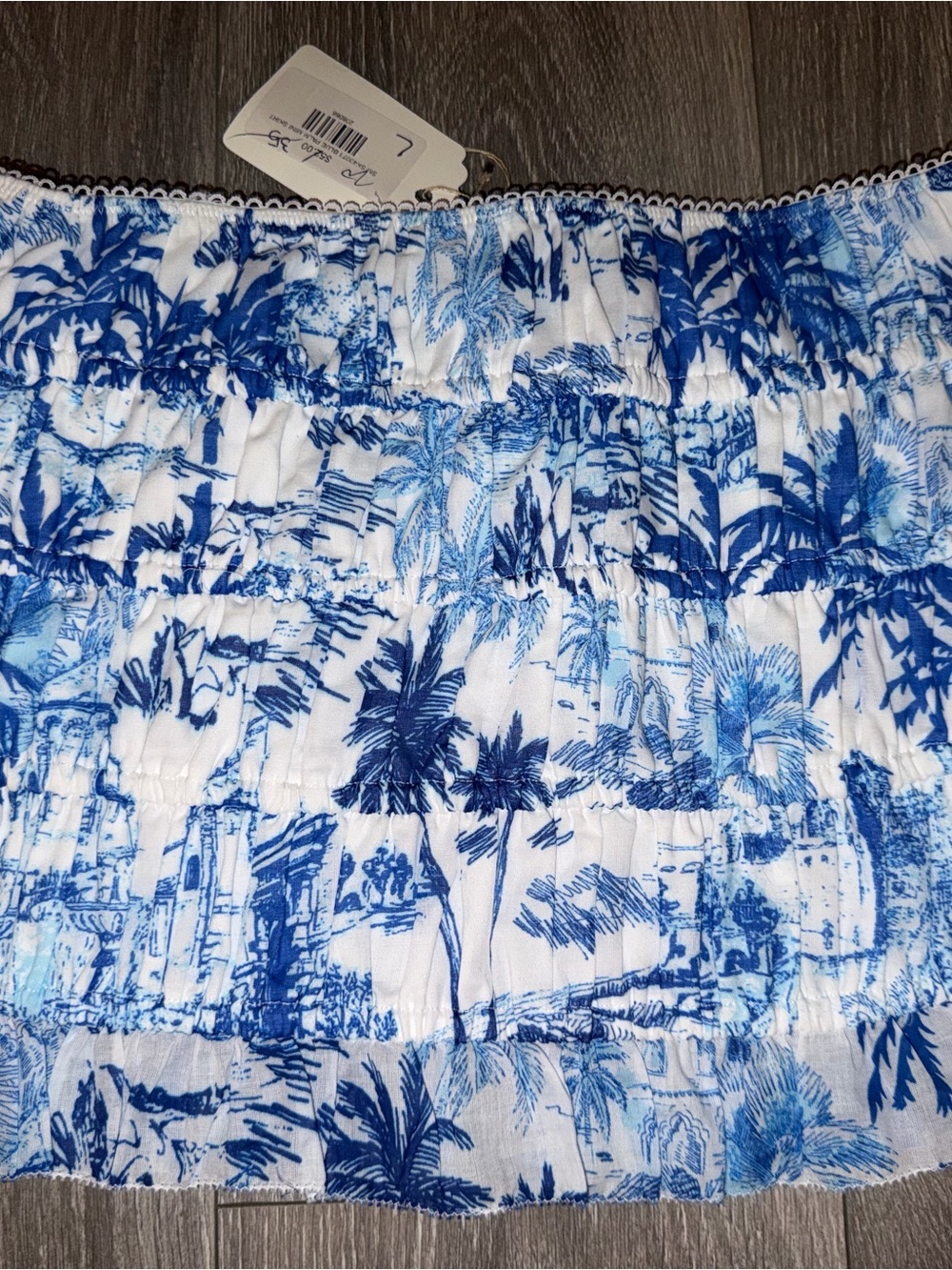 Style & Co. White Tube Top with Blue Tropical Print